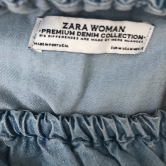Zara Denim Ruffled off the shoulder top - Picture 3 of 3